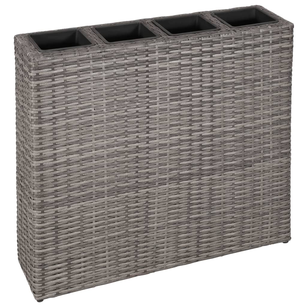 Plantenbak verhoogd met 4 potten 2 st poly rattan