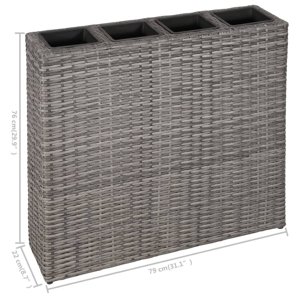 Plantenbak verhoogd met 4 potten 2 st poly rattan