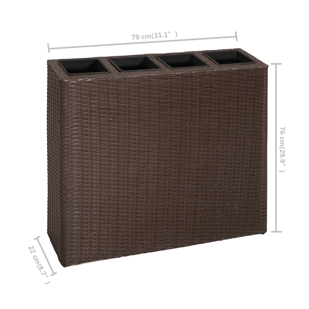 Plantenbak verhoogd met 4 potten poly rattan