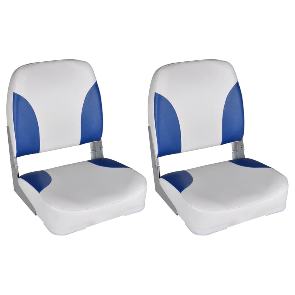 Chaises bateau 2 pcs dossier rabattable 41x36x48 cm bleu blanc