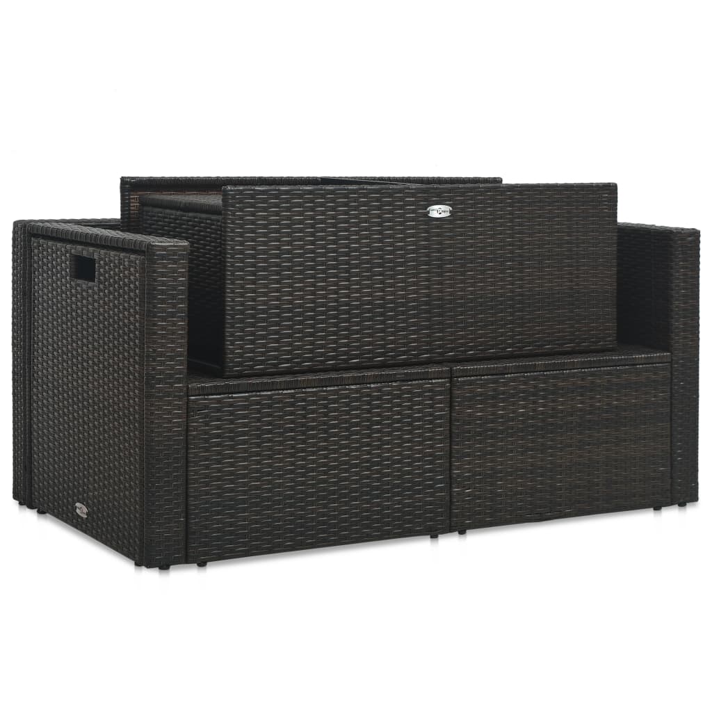 6-delige Loungeset met kussens poly rattan