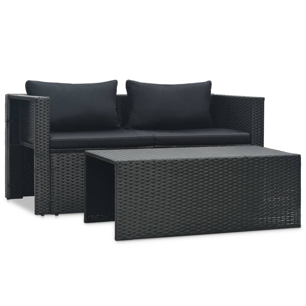 6-delige Loungeset met kussens poly rattan