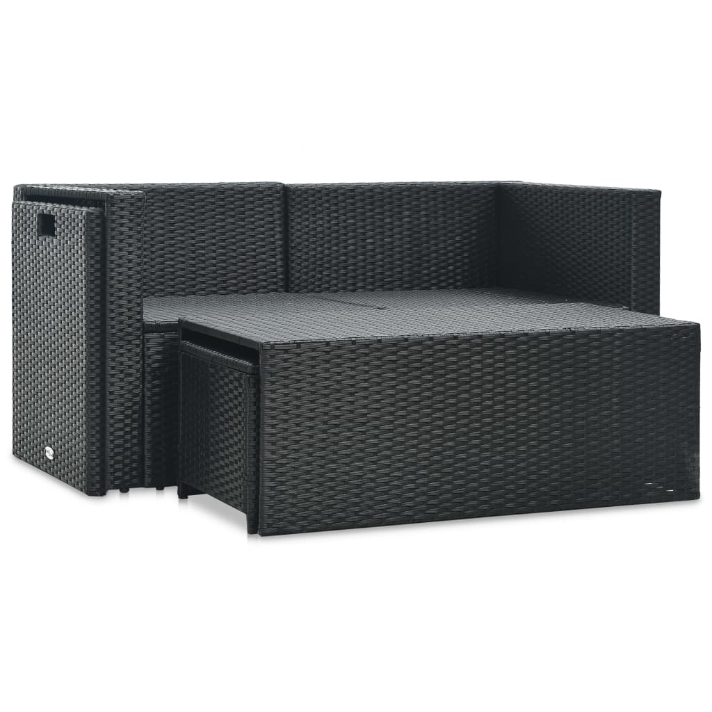 6-delige Loungeset met kussens poly rattan