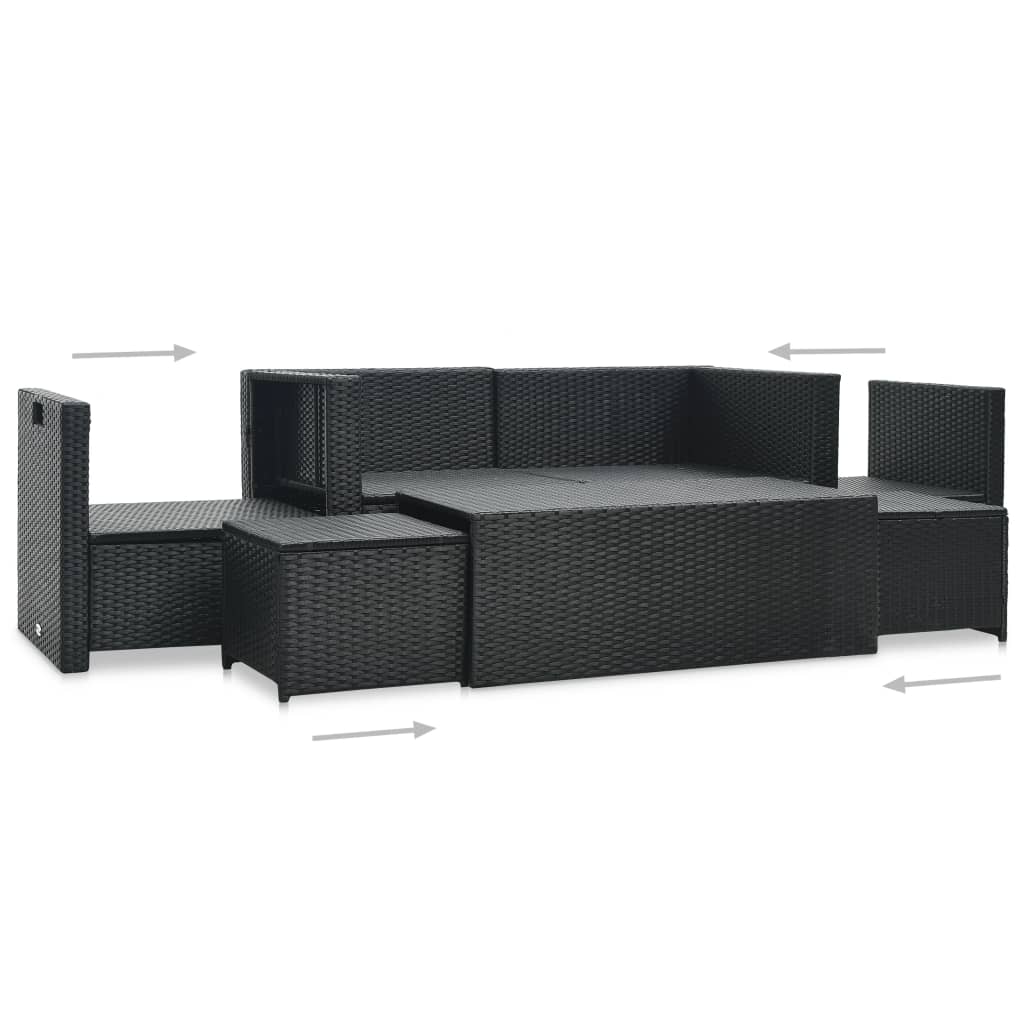 6-delige Loungeset met kussens poly rattan