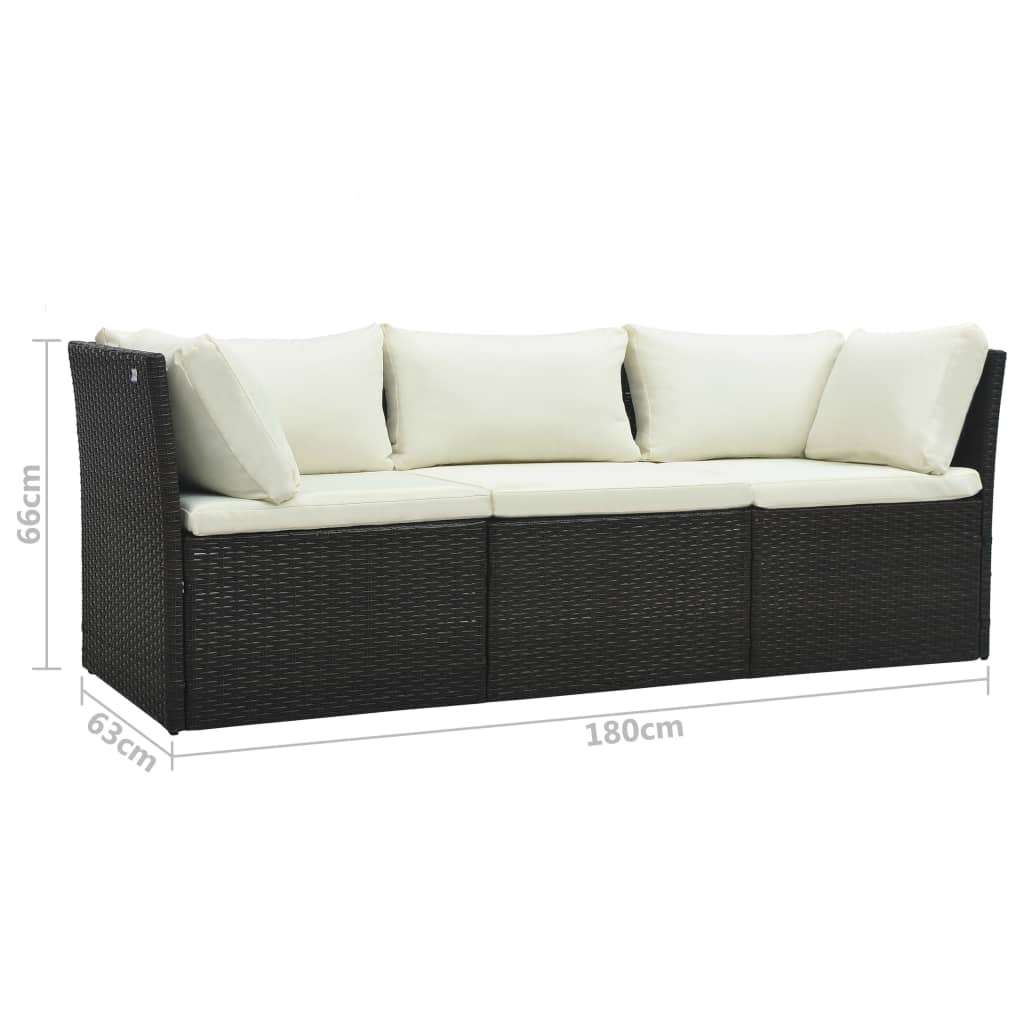 4-delige Loungeset met kussens poly rattan