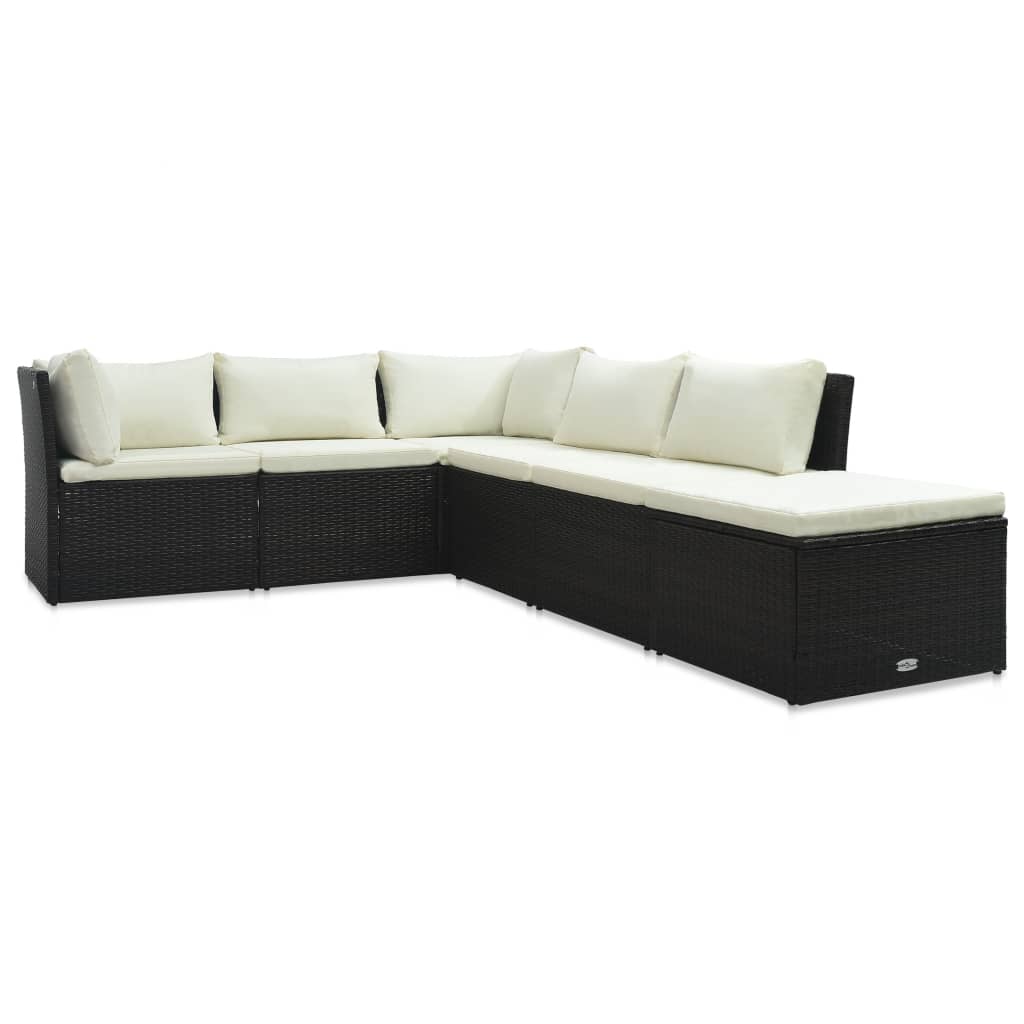 4-delige Loungeset met kussens poly rattan