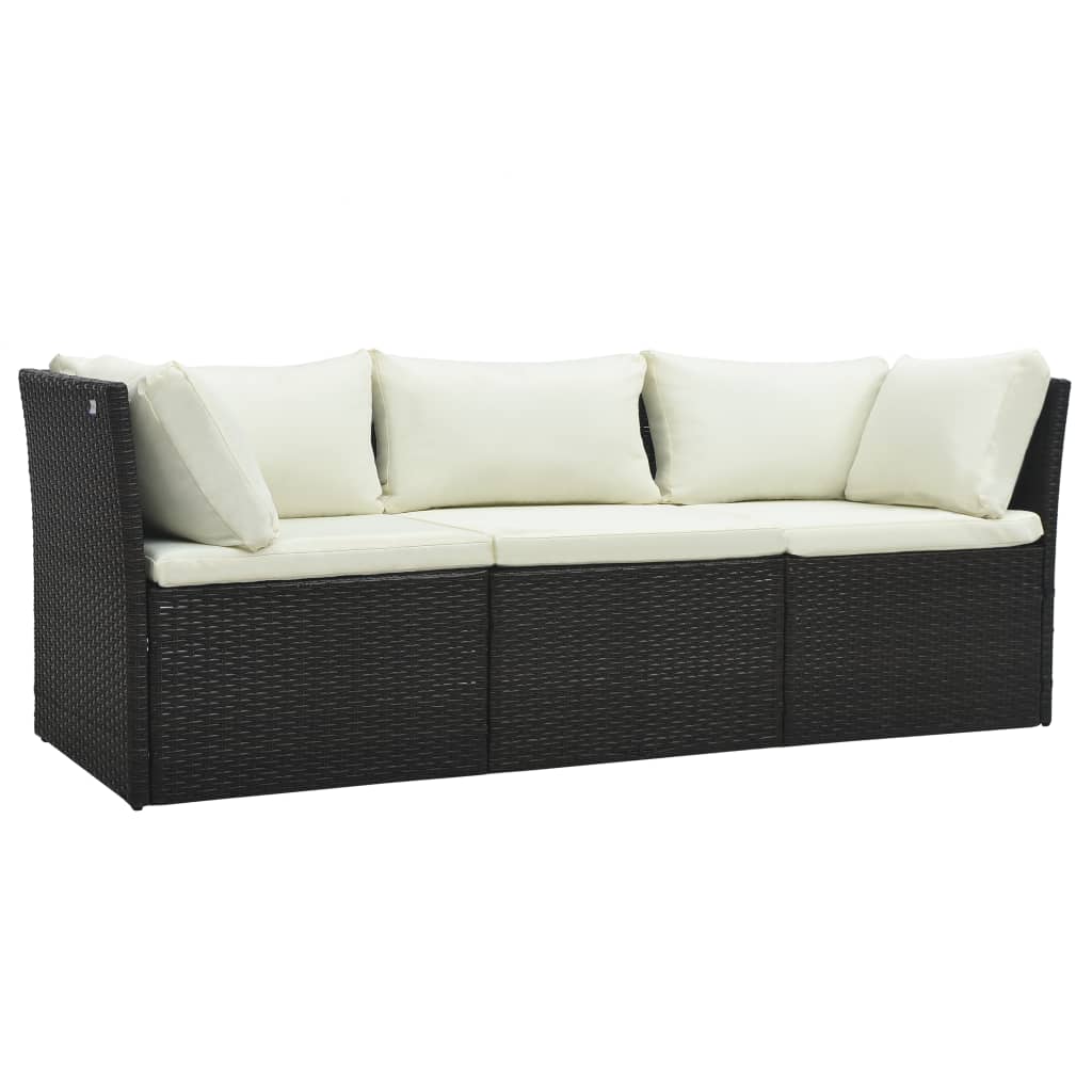 4-delige Loungeset met kussens poly rattan