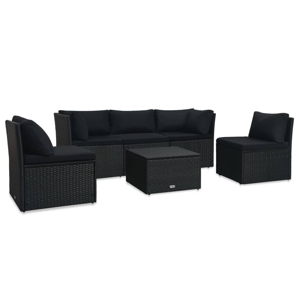 4-delige Loungeset met kussens poly rattan