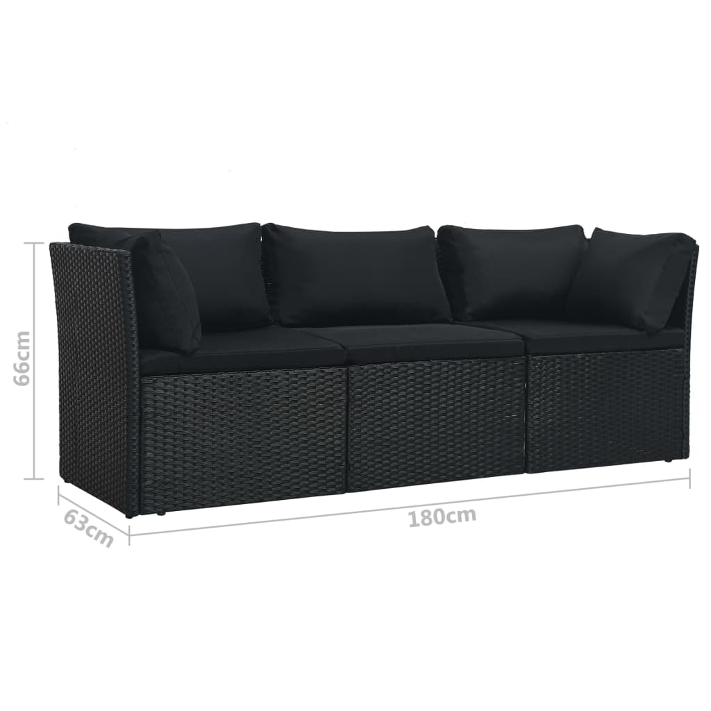 4-delige Loungeset met kussens poly rattan