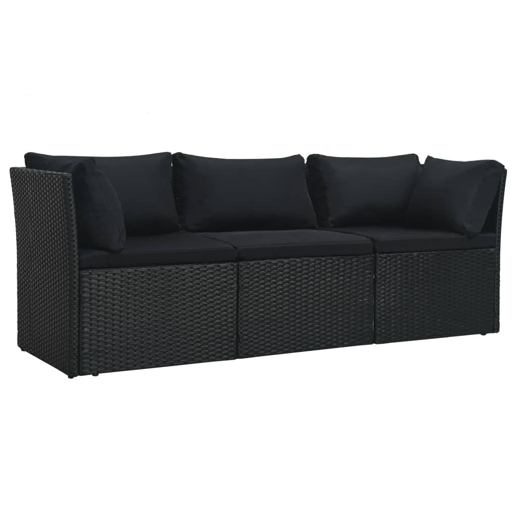 4-delige Loungeset met kussens poly rattan