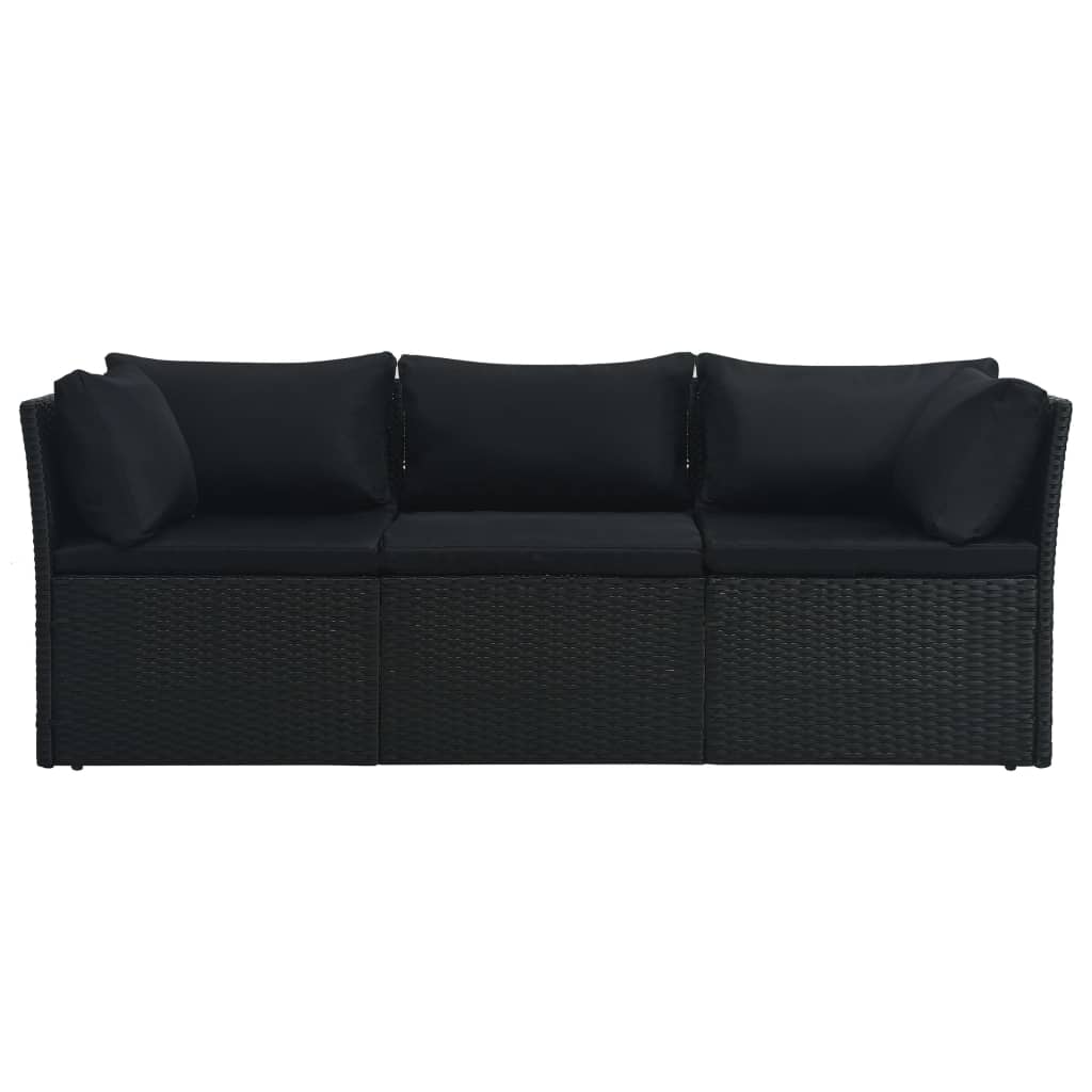 4-delige Loungeset met kussens poly rattan