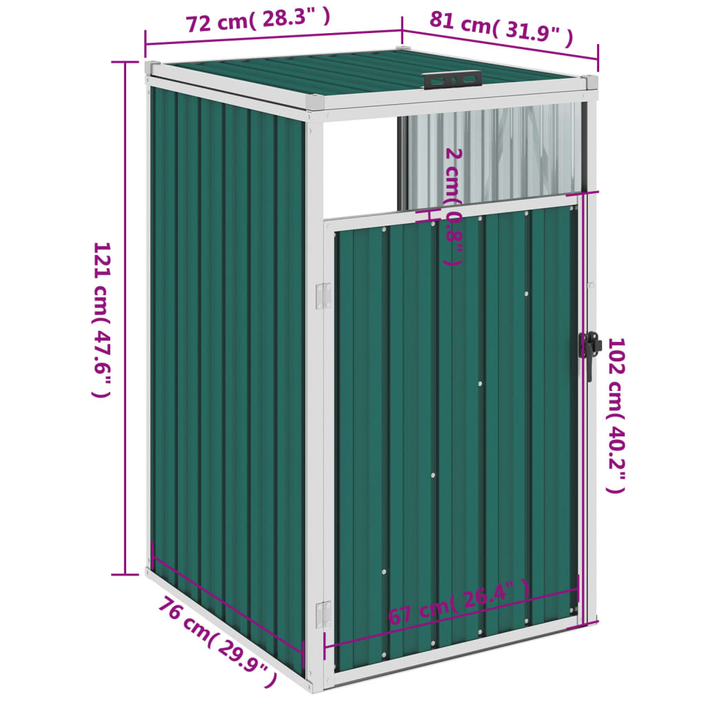 Afvalbakberging 72x81x121 cm staal