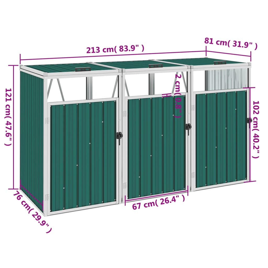 Afvalbakberging 72x81x121 cm staal