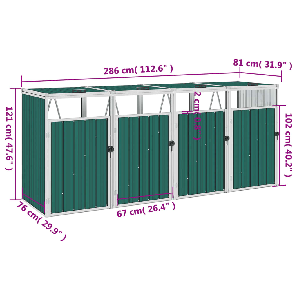 Afvalbakberging 72x81x121 cm staal