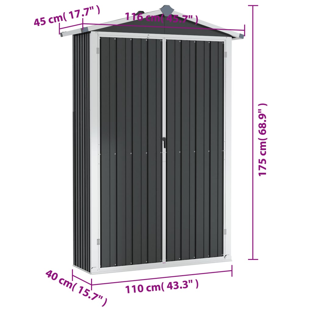 Tuinschuur 116x45x175 cm gegalvaniseerd staal