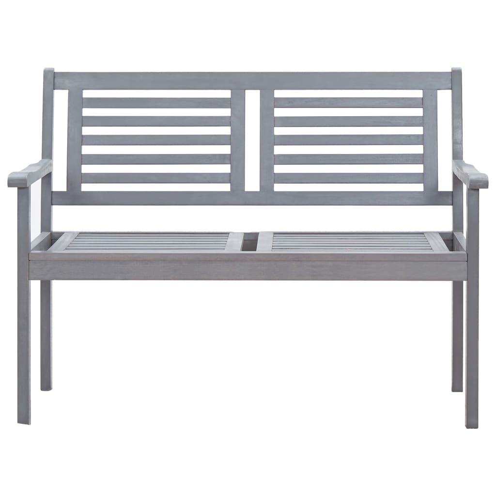 Banc de jardin 3 places 150 cm bois d'eucalyptus massif gris