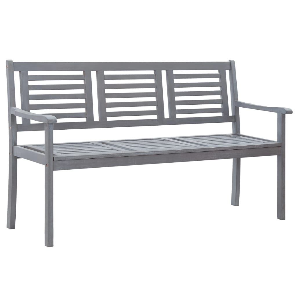 Banc de jardin 3 places 150 cm bois d'eucalyptus massif gris