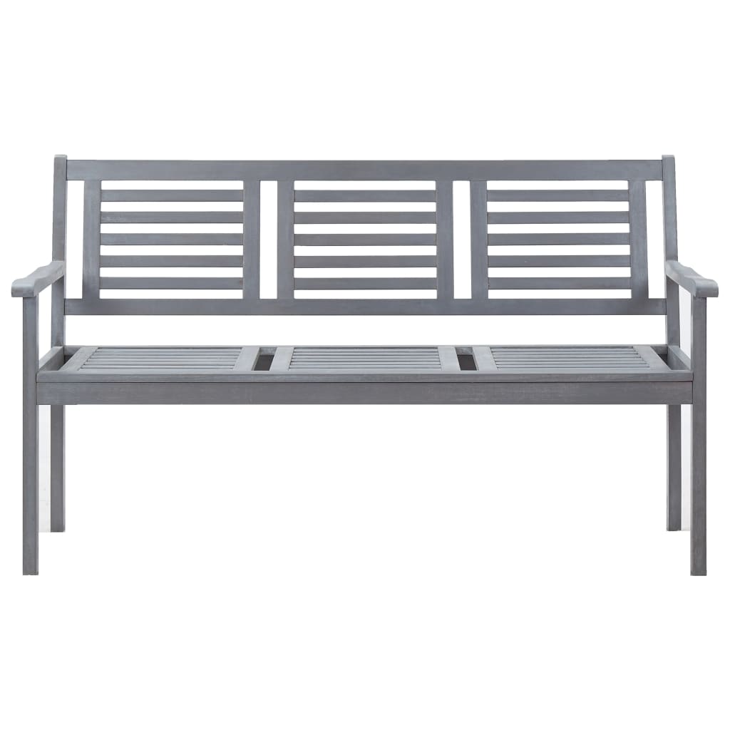 Banc de jardin 3 places 150 cm bois d'eucalyptus massif gris