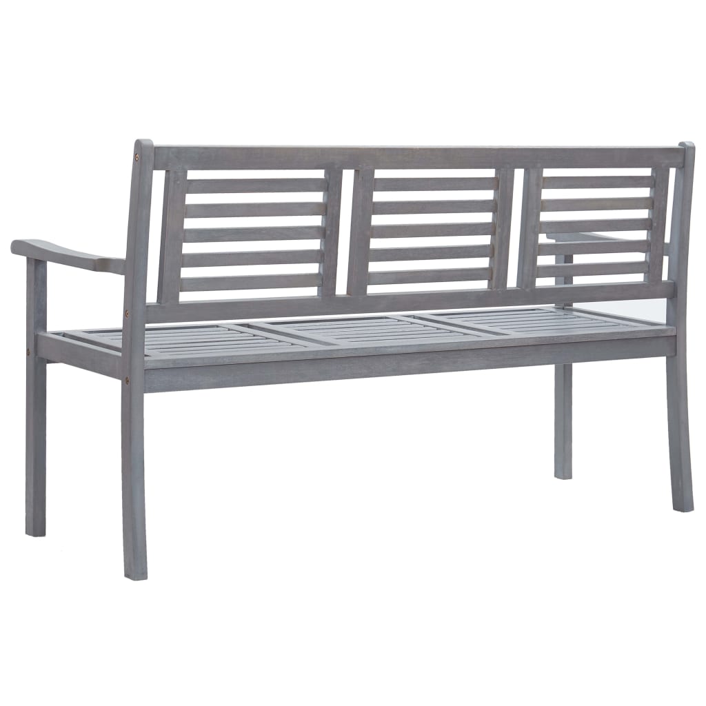 Banc de jardin 3 places 150 cm bois d'eucalyptus massif gris