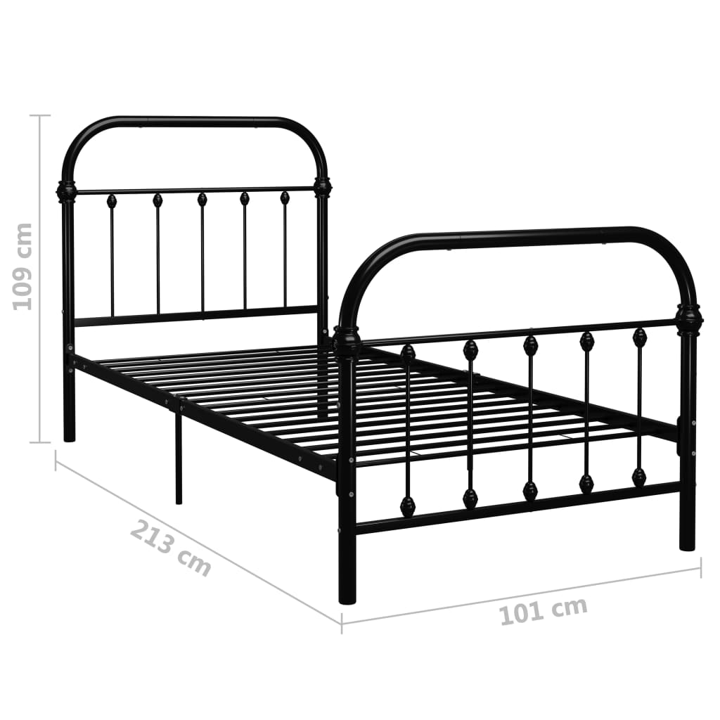 Bedframe metaal zwart 120x200 cm