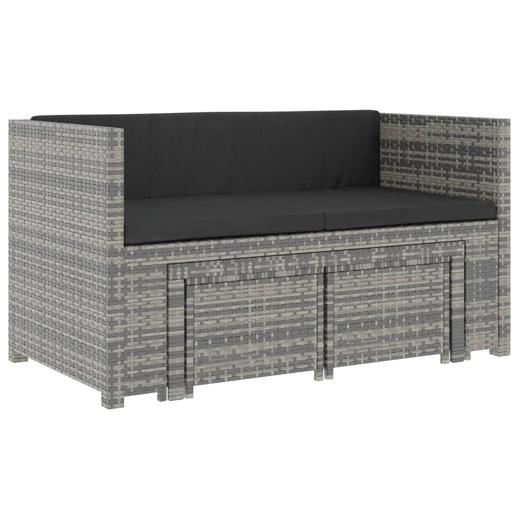 5-delige Loungeset met kussens poly rattan