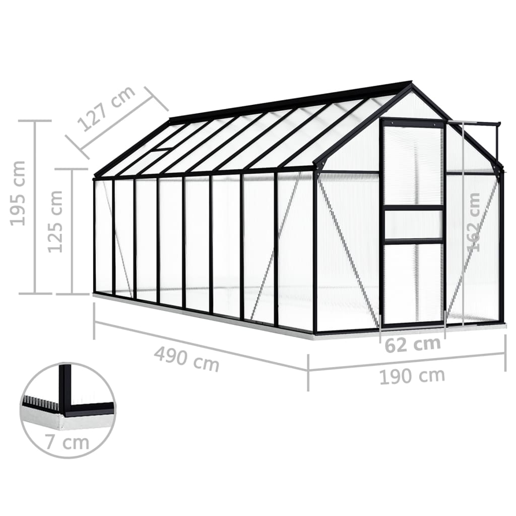 Tuinkas met basisframe 8,17 m³ aluminium antracietkleurig