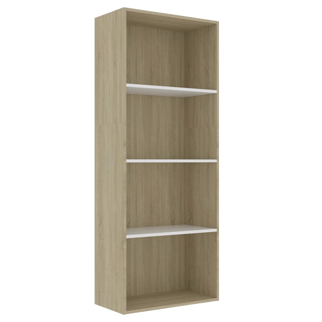 Boekenkast 60x30x189 cm bewerkt hout eikenkleurig