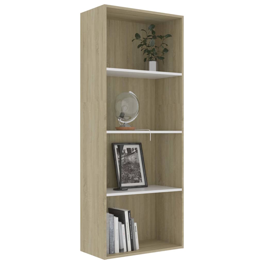 Boekenkast 60x30x189 cm bewerkt hout eikenkleurig