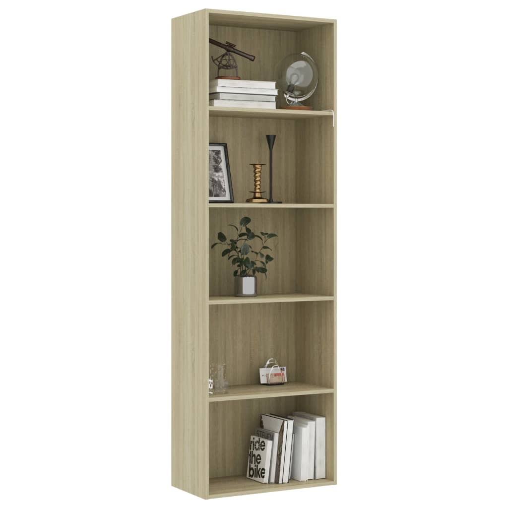 Boekenkast 60x30x189 cm bewerkt hout eikenkleurig