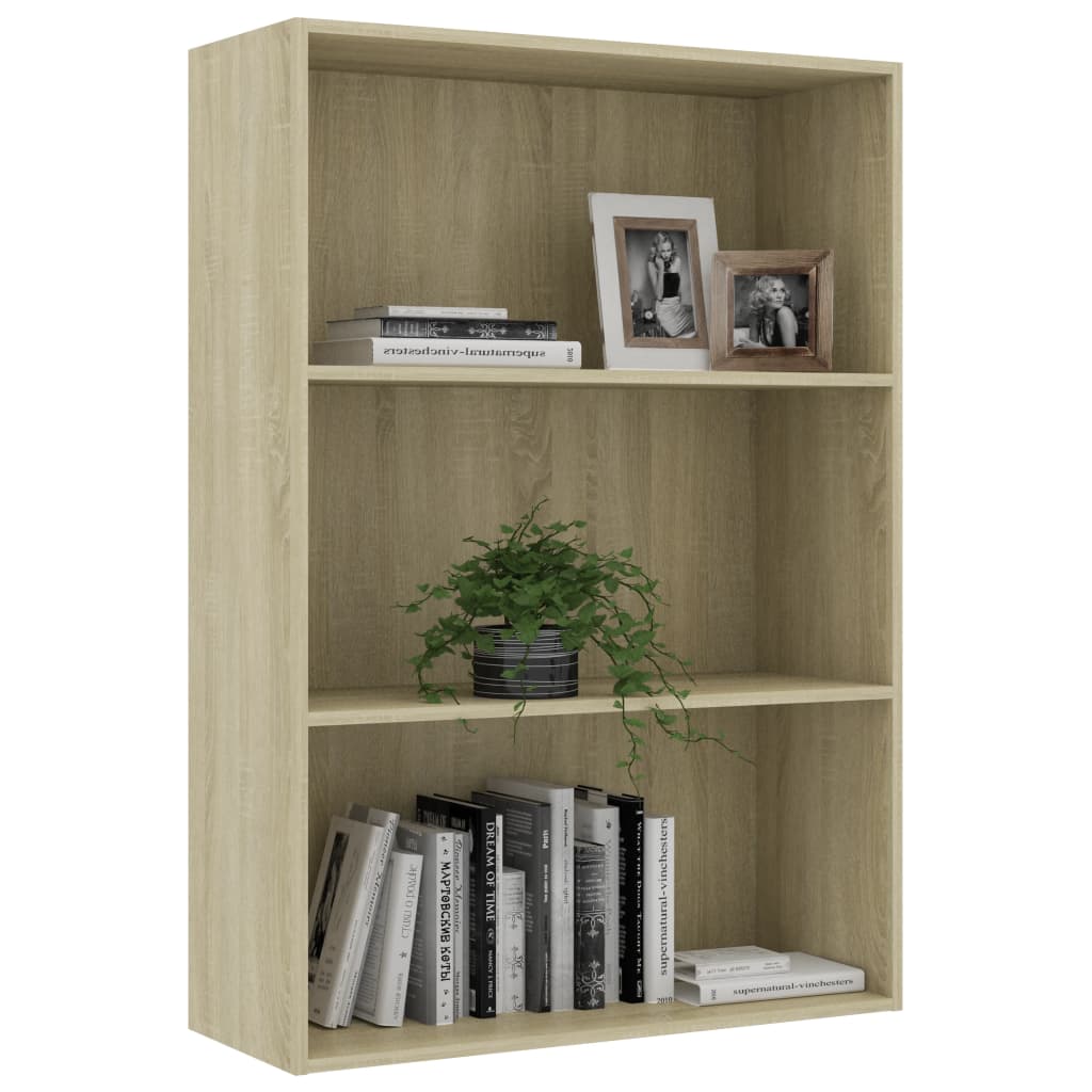 Boekenkast 60x30x189 cm bewerkt hout eikenkleurig