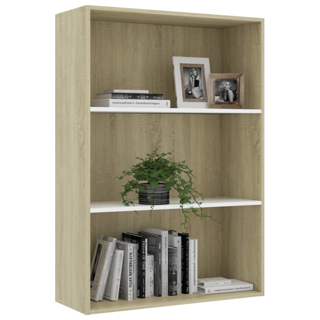 Boekenkast 60x30x189 cm bewerkt hout eikenkleurig