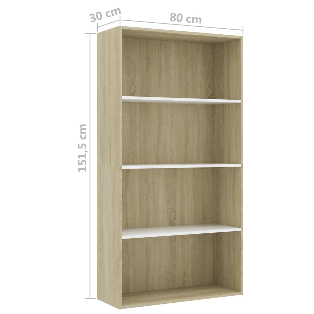 Boekenkast 60x30x189 cm bewerkt hout eikenkleurig