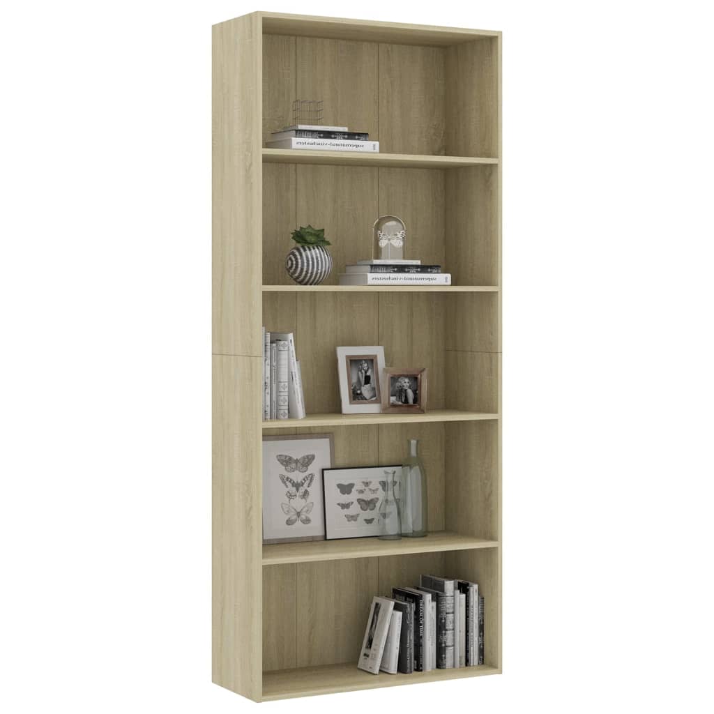 Boekenkast 60x30x189 cm bewerkt hout eikenkleurig