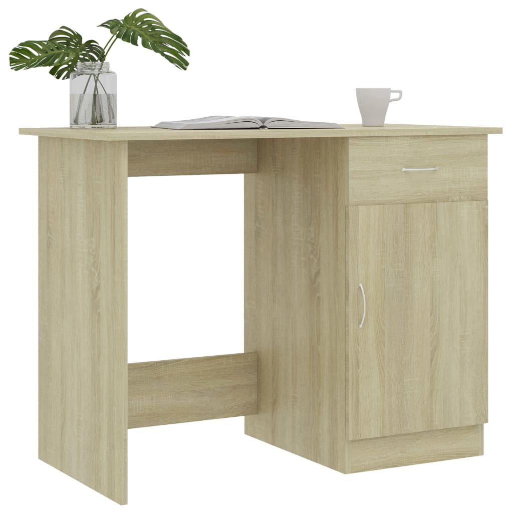 Bureau 100x50x76 cm bewerkt hout bruin eikenkleur