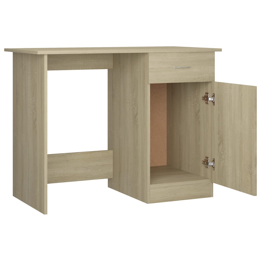 Bureau 100x50x76 cm bewerkt hout bruin eikenkleur