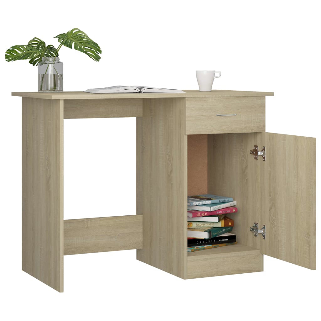 Bureau 100x50x76 cm bewerkt hout bruin eikenkleur