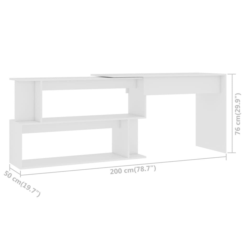 Hoekbureau 200x50x76 cm bewerkt hout eikenkleurig