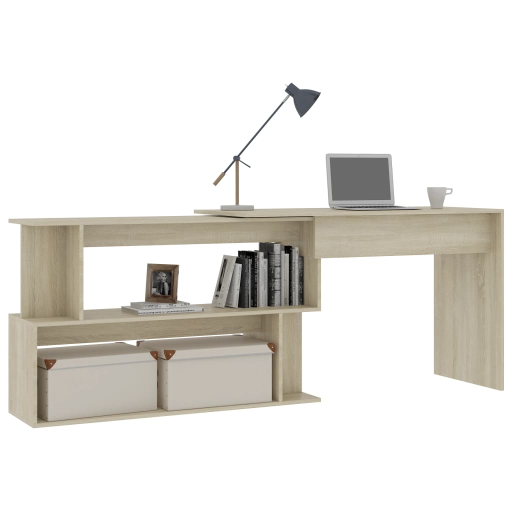 Hoekbureau 200x50x76 cm bewerkt hout eikenkleurig