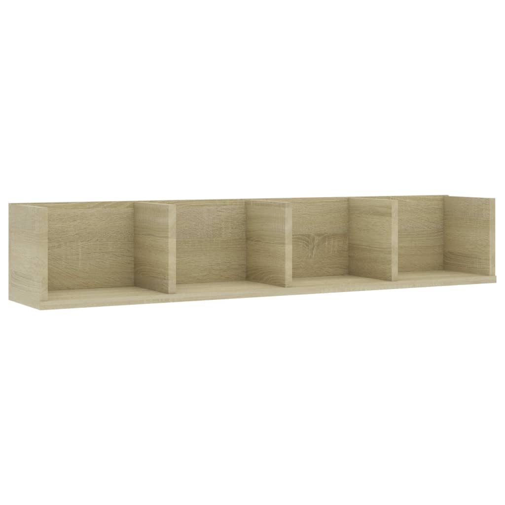 Wandschap CD 100x18x18 cm bewerkt hout bruin eikenkleur