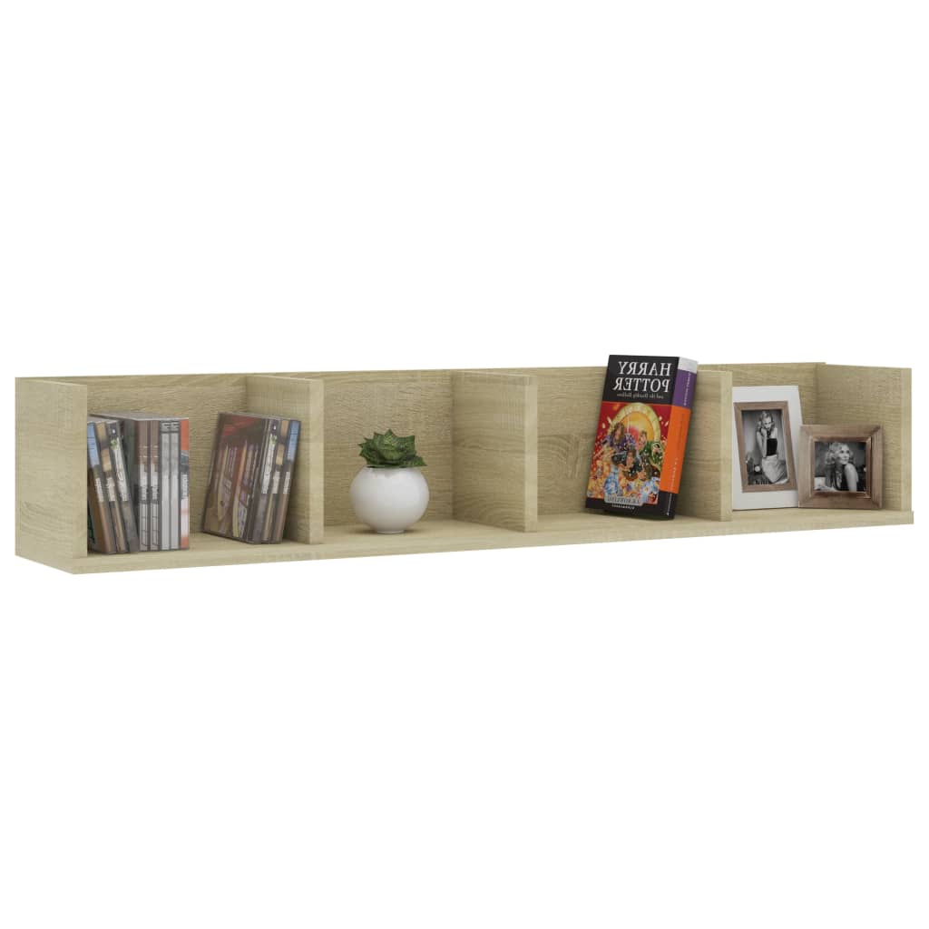 Cd-wandschap 100x18x18 cm bewerkt hout