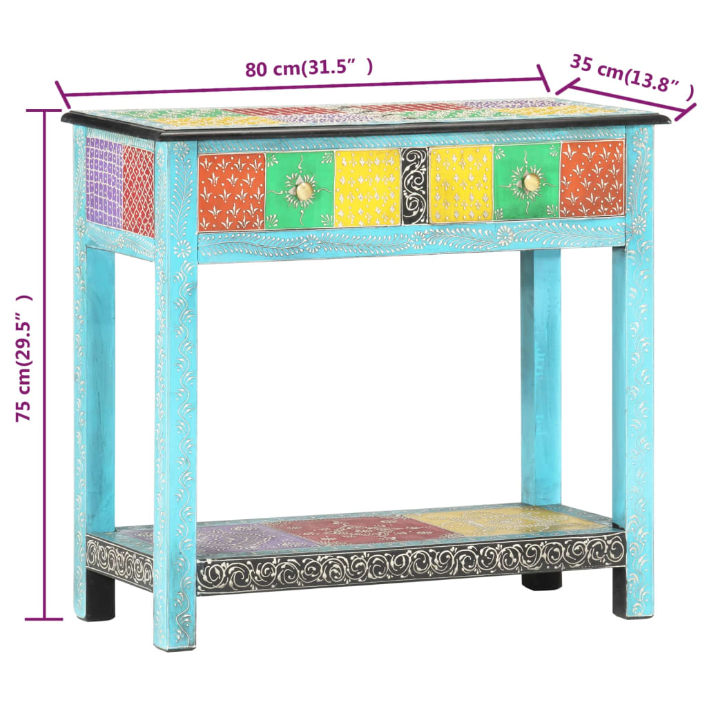 Wandtafel handgeschilderd 80x35x75 cm massief mangohout