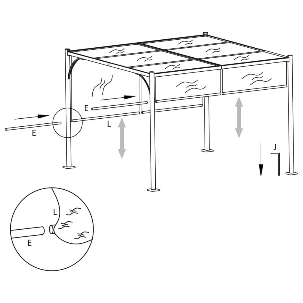 Pergola met uittrekbaar dak 180 g/m² 3x3 m