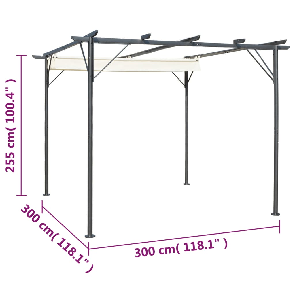 Pergola met uittrekbaar dak 180 g/m² 3x3 m staal antracietkleur