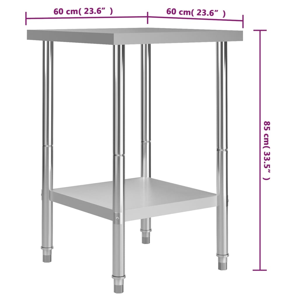 Keukenwerktafel met spatscherm 60x60x93 cm roestvrij staal