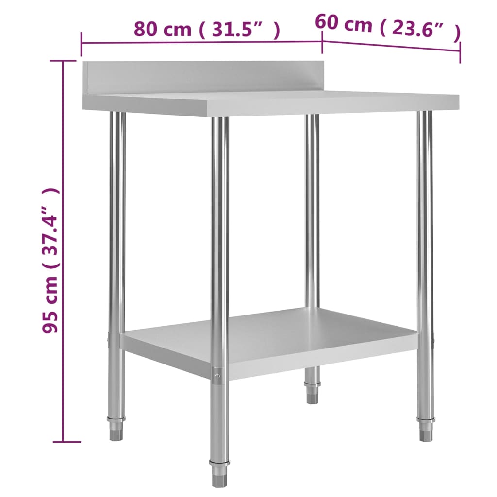 Keukenwerktafel 80x60x85 cm roestvrij staal