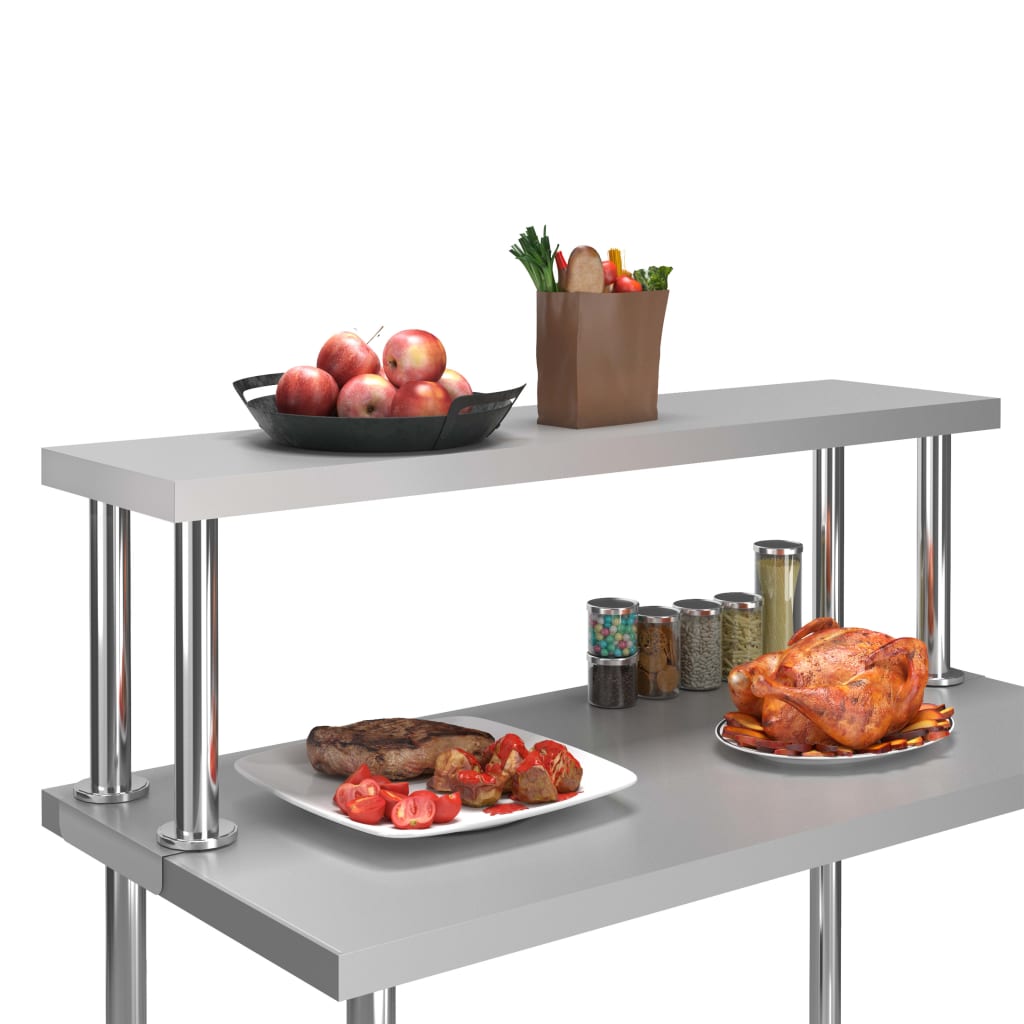 Verhoging voor werktafel 2-laags 120x30x65 cm roestvrij staal