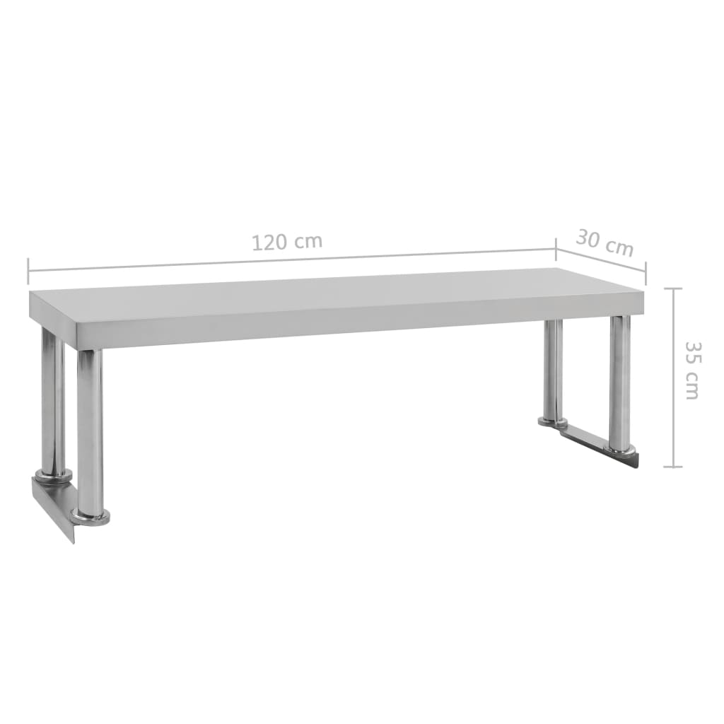 Verhoging voor werktafel 120x30x35 cm roestvrij staal