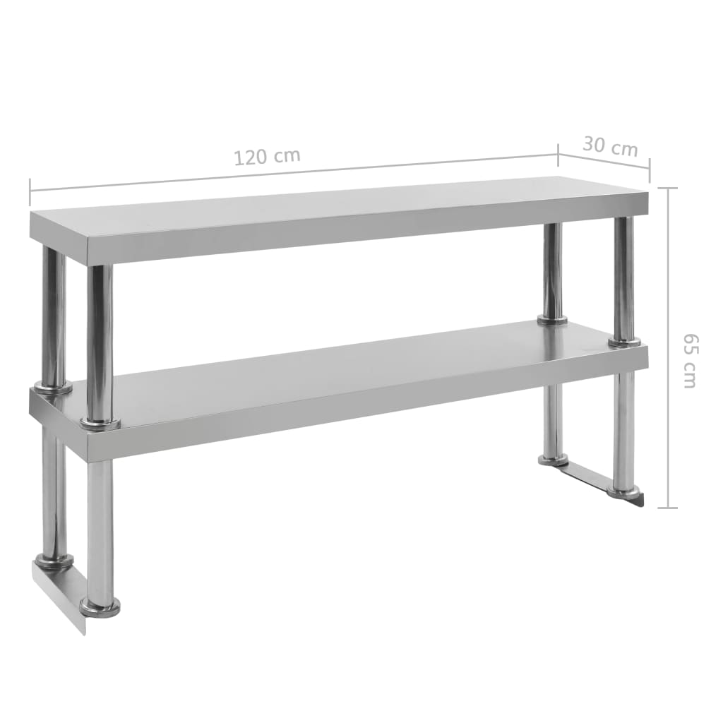 Verhoging voor werktafel 2-laags 120x30x65 cm roestvrij staal