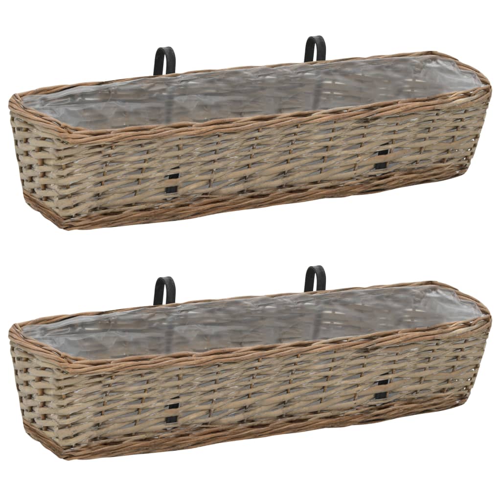 Coffres de balcon 2 pcs 60 cm en osier avec doublure PE