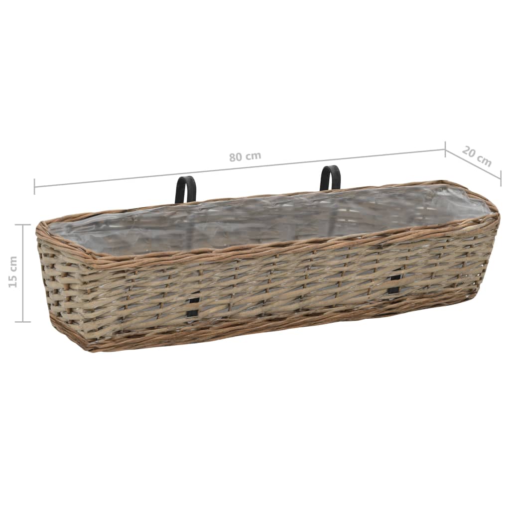 Balkonbakken 2 st 60 cm wicker met PE-voering